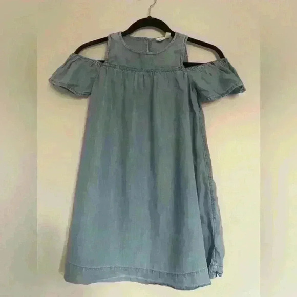Girl's Gap Tencel Cold Shoulder Dress Light Blue size M - Picture 2 of 7